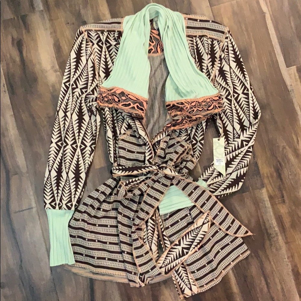 Boho Tie Mint Sweater Cardigan